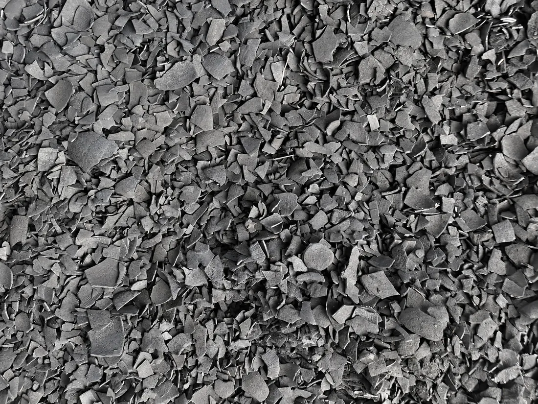Close view of coconut shell charcoal pieces